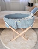 Kosz Mojżesza BOHO Handmade ze stojakiem misty blue My Sweet Baby