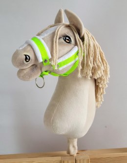 Kantar regulowany dla konia Hobby Horse A3 neon green białym futerkiem Super Hobby Horse