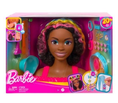 Barbie Głowa do stylizacji Neonowa tęcza kręcone włosy Mattel